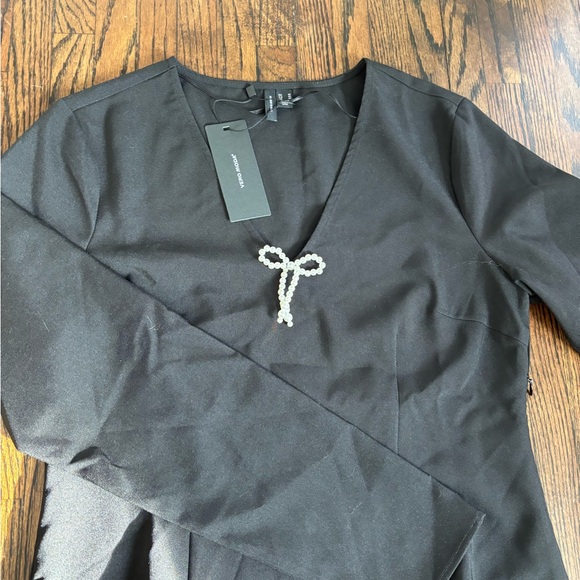 Vero Moda Black Long Sleeve Dress with Bow Accent - Picture 3 of 4